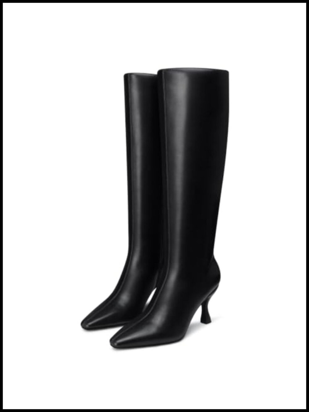 Women's Knee High Boots Faux Leather Wide Calf Kitten Heel Comfortable Tall Boot